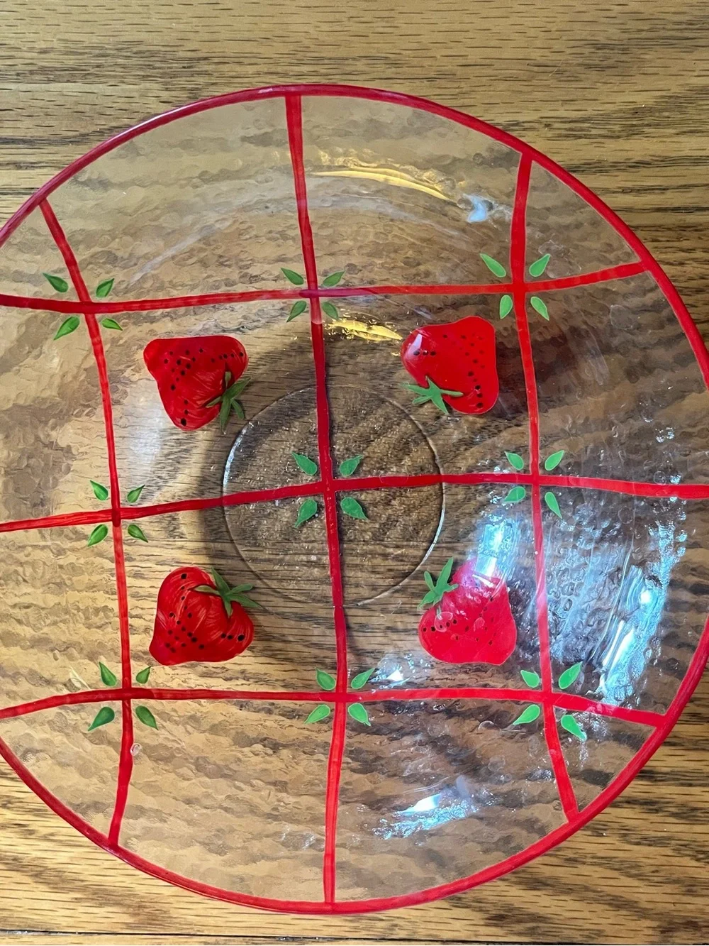 7.5 inch Glass Bowl Strawberry Graphics Grid Design Kitchen - 2227